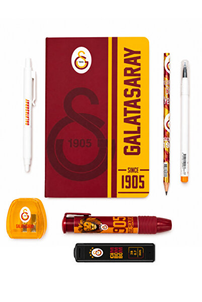 Galatasaray 13X18 cm Noktalı Defter , Lisanslı Kırtasiye Kalem ve Silgi Seti ...