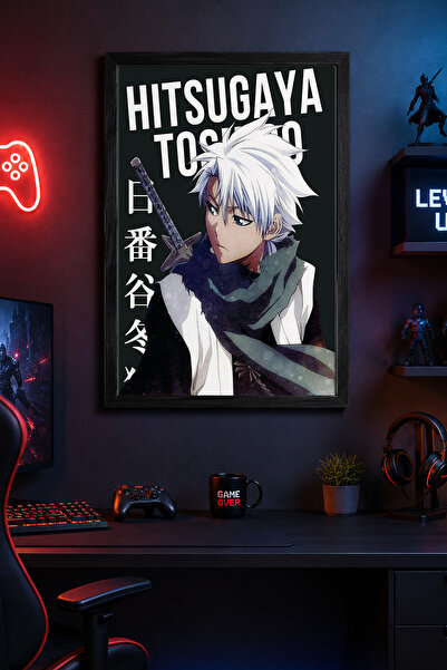 Charmbi Poster cu ramă din lemn negru Bleach Hitsugaya, imprimare digitală pr...