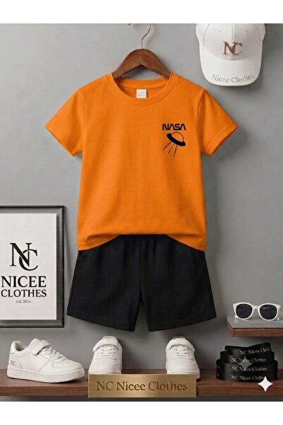 Leto Lykia Summer Children's T-Shirt Shorts Unisex (Black with Nasa Umbrella ...