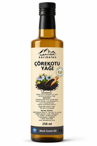 sarıbelen Çörekotu Yağı 250 ml | Soğuk Sıkım %100 Saf