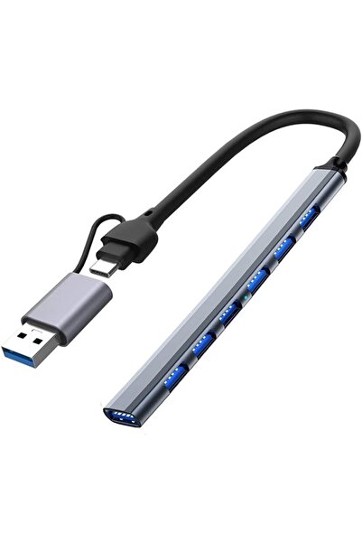 Lunatic 8030 Type-C USB 3.0 7 in 2 Portlu Hub Otg 7 Port Çoğaltıcı Pc Telefon...