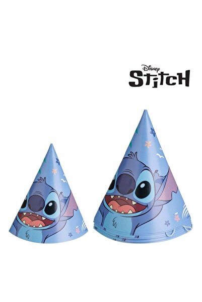 BAMI NETWORK Coifuri carton petrecere bleu roz model Stitch 16cm set 6 buc