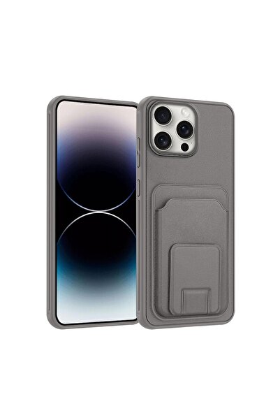 Zebana Apple iPhone 14 Pro Max Uyumlu Kılıf FlexStand Kartlıklı Silikon Kılıf...