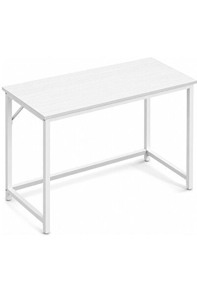 VASAGLE Birou de calculator, cadru metalic, 100x50x76 cm, Alb Arțar/Alb
