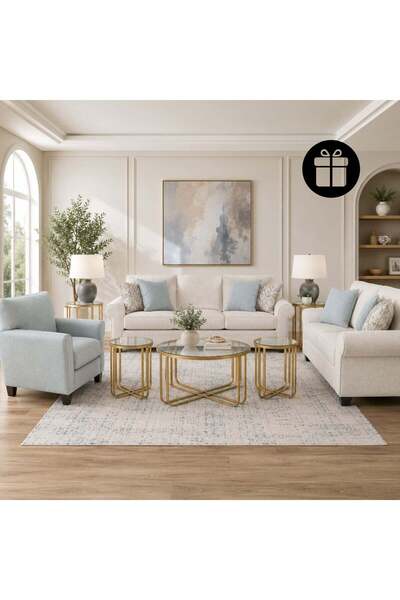 Ashley Furniture طقم أريكة مونومنتال مع طاولة ميلوتون مجانية (مجموعة من 3 قطع)