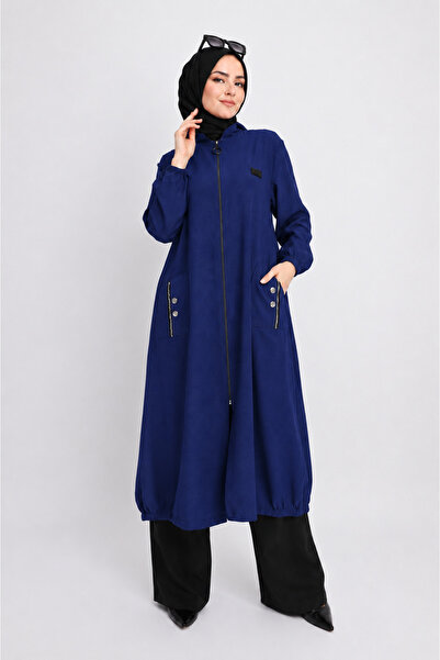 sarmoda 1014 ÖNDEN FERMUARLI KOL UCU LASTİKLİ CEPLİ LEOPAR LASTİKLİ GİY ÇIK K...