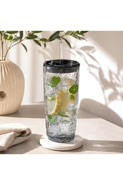 OEM Pahar cu pai pentru sucuri și smoothie-uri, Model Muse Smoky, 520 ml