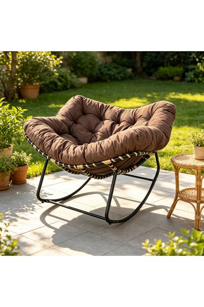 RahaShop Extra Large Comfortable Rocking Chair | High Back Upholstered Accent Armchair for Living Room & Bedroom