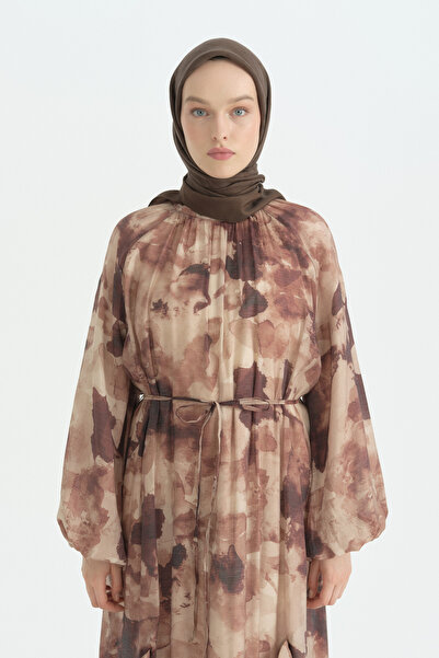Nihan Cotton Naia Blend Natural Scarf - Bitter Brown