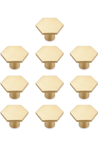 STARSTAR 10 hexagonal solid brass kitchen door handles/cabinet drawer handles