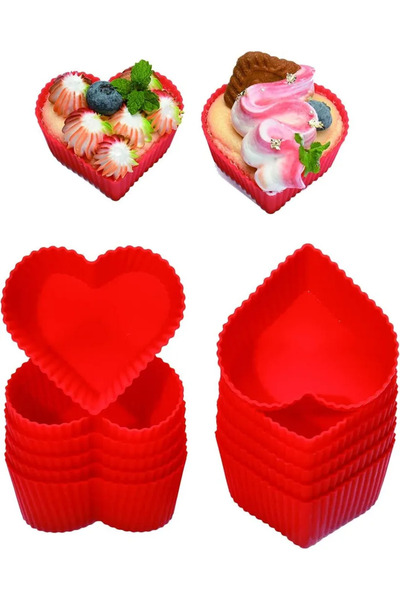 STARSTAR 12-pack silicone muffin pan with heart-shaped cupcake molds