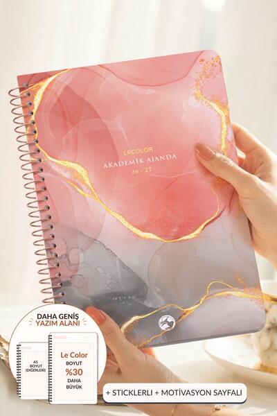 Le Color مفكرة أكاديمية مقاس 17×24 سم مع حلقات حلزونية وملصقات وصفحات تحفيزية