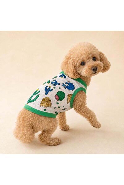 MİNİŞ PET BUTİK Miniş Cactus Mood Small Breed Dog Flexible Combed Cotton T-Shirt