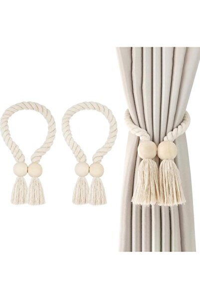 STARSTAR 2pcs Magnetic Curtain Tape Holder - Handwoven Curtain Cord Boho Deco...