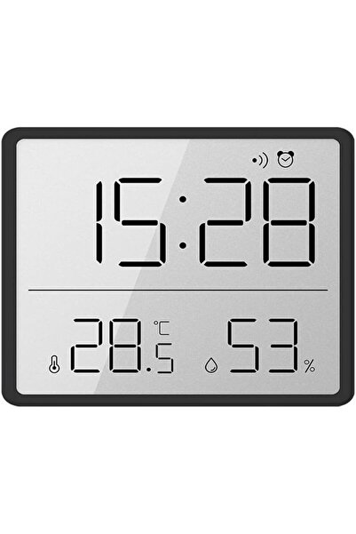 STARSTAR Digital thermometer and hygrometer, small LCD alarm clock - black