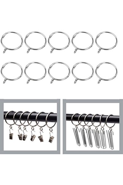 STARSTAR 10-Pack Open-End Metal Curtain & Shower Rings with Snap Closure (50m...