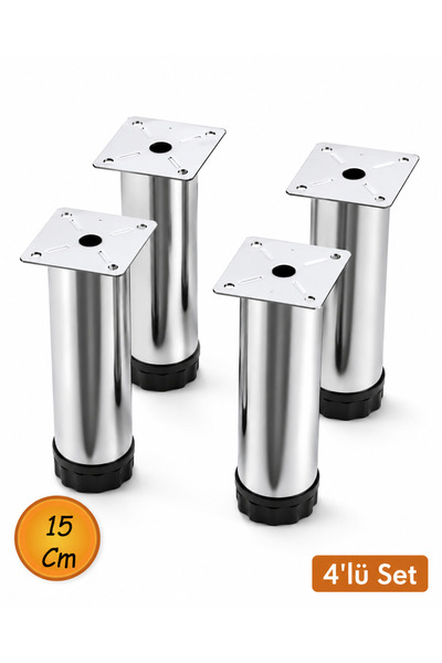NUBLADO Set de 4 picioare de mobilier cromate de 15 cm, picior de masă pentru...