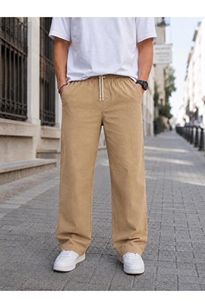 WAFRA Men's Summer Soft Textured Linen Trousers