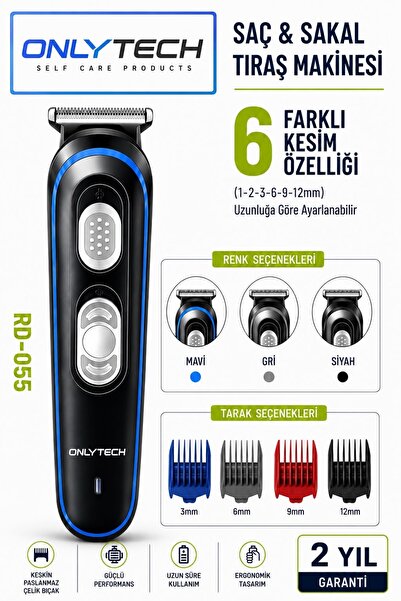 OnlyTech Profesyonel Şarzlı Saç Sakal Tıraş Makinesi