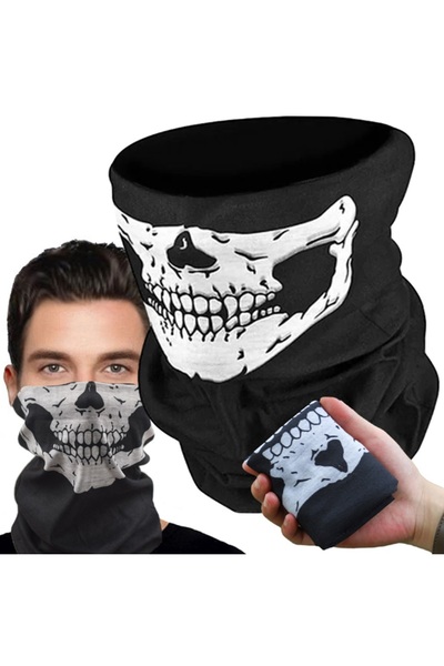 VERK Bandana Tip Masca pentru Gat si Fata, Model Craniu