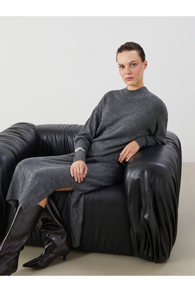 LC Waikiki Funnel Neck Slit Detail Knitwear Dress