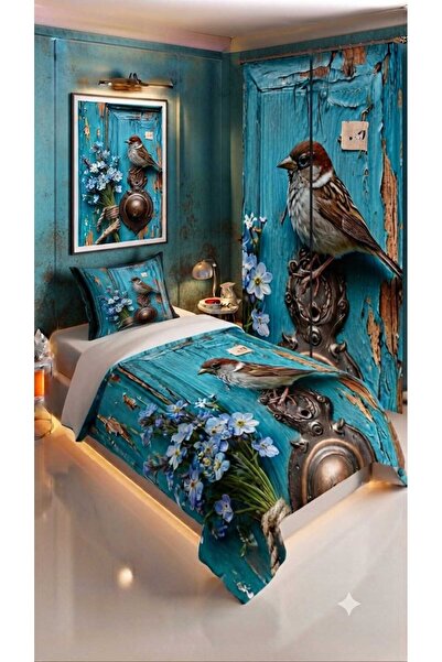 Elmas Dizayn 280*240 Cm. Special Design Single Bedding Set with Background Cu...