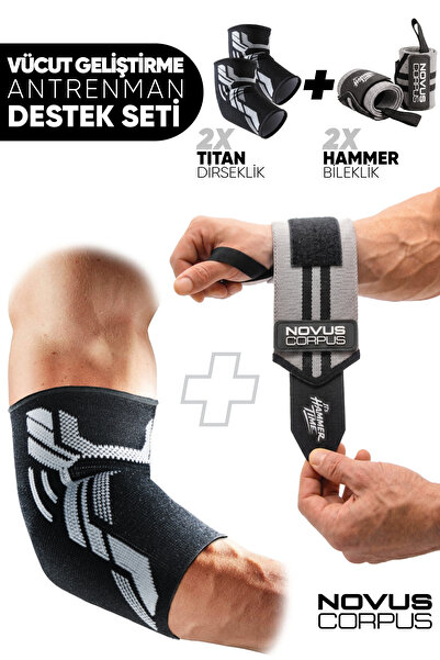 NOVUS CORPUS NO CO 2’li Fitness Destek Seti Spor Dirseklik Elbow Sleeve Wrist...