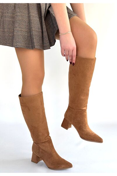 DMR Elegance Roksa Tan Suede Heeled Boots