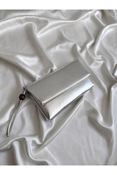 Mia Collection Simple Model Clutch Bag, Portfolio Bag, Handbag Silver