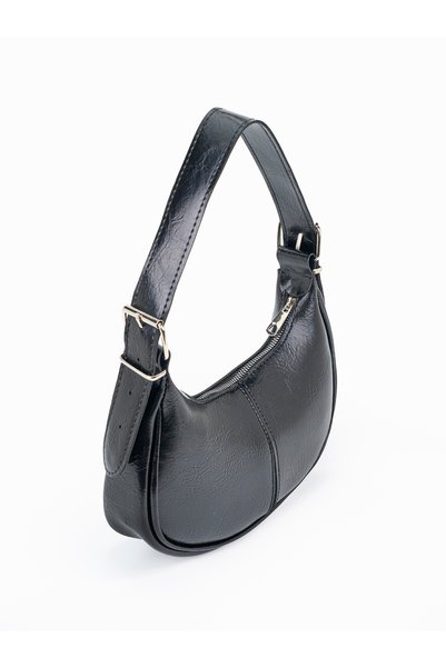 Morlex Women's Black Soft Wrinkled Leather Shoulder Bag