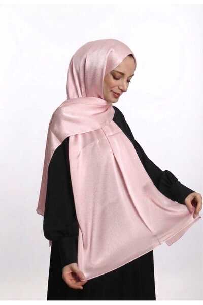SAMARA SCARF Abiye Janjan Parlak Saten Dokulu Tesettür Abiye Şifon PEMBE Şal