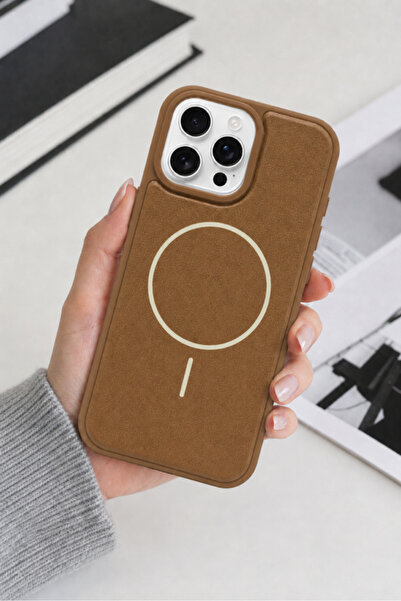WANNA PROTECT Iphone 16 Pro Max Uyumlu Magsafe Destekli Vegan Deri Görünümlü ...