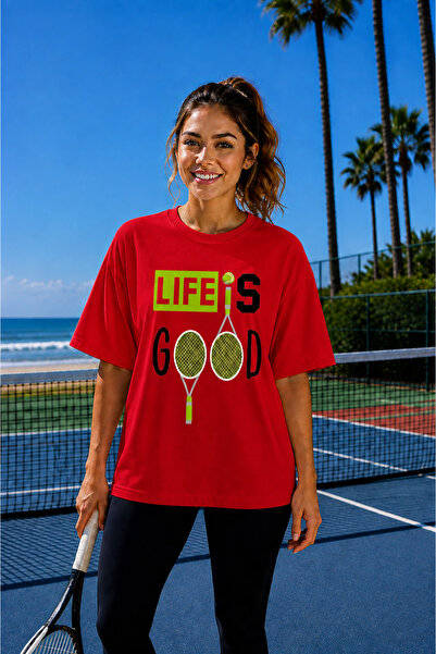 VODEXA Unisex Oversize Tennis Printed T-Shirt 100% Cotton Tennis 30 Themed Co...