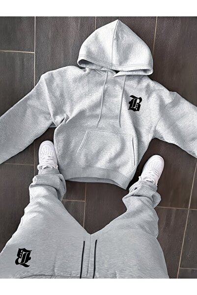 macklin Unisex Women's Men's B Letter Printed Oversize 3 Thread Hooded Sweats...