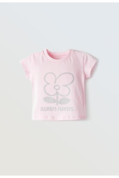 Evita Μπλούζα κοντομάνικη κορίτσι "Always flowers" ροζ