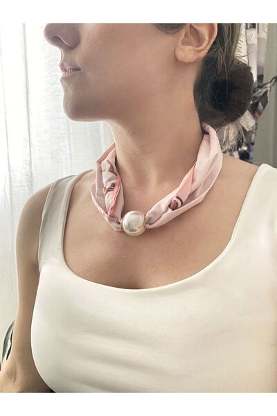 Gox Accessories وشاح مزين باللؤلؤ مع طرف مغناطيسي
