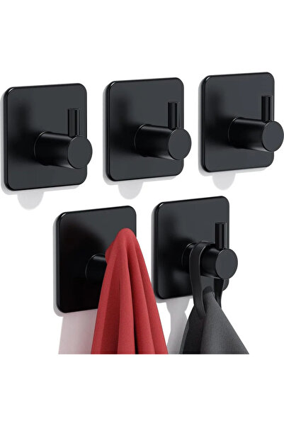 STARSTAR Towel hooks, no drilling required, 5-pack, stainless steel, suitable...