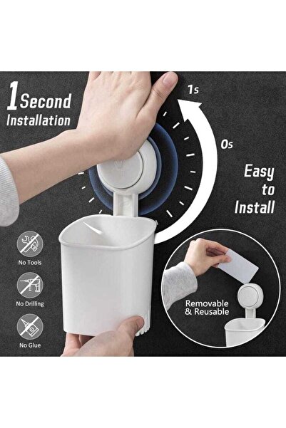 STARSTAR Suction cup wall-mounted toothbrush holder, self-draining shower suc...
