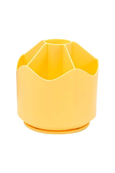 STARSTAR Yellow Rotating 6-Compartment Desktop Pencil Case Art Supplies Organ...