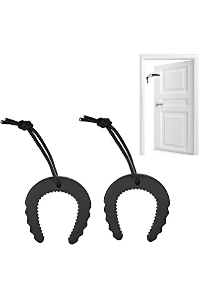 STARSTAR Two black rubber anti-pinch door wedges, portable doorstop with nylo...