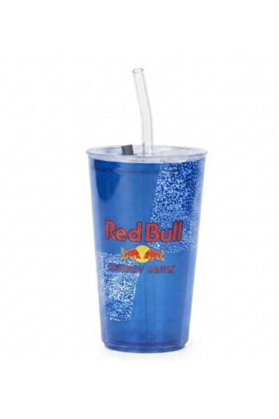 Red Bull energy drink blue custom tumbler cup with straw