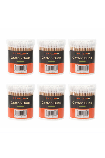 Lawazim Cotton Swab Set -6 Pack Soft Touch Double Head Cotton Buds with Stora...