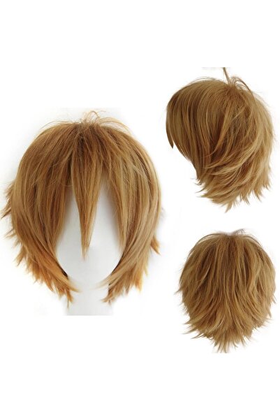 STARSTAR Light brown short women's wig with bangs - stylish and natural synth...