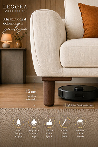 LEGORA WOOD DESIGN 15 см Бохемски дървени мебелни крака от кастан за основа н...