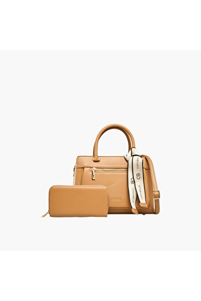 Chrisbella Solid Tote Bag with Wallet