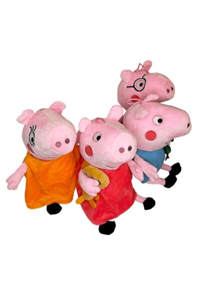 OEM Set de 4 jucarii de plus , 30 cm, Peppa, George, Mumie si Tati Pig, multi...
