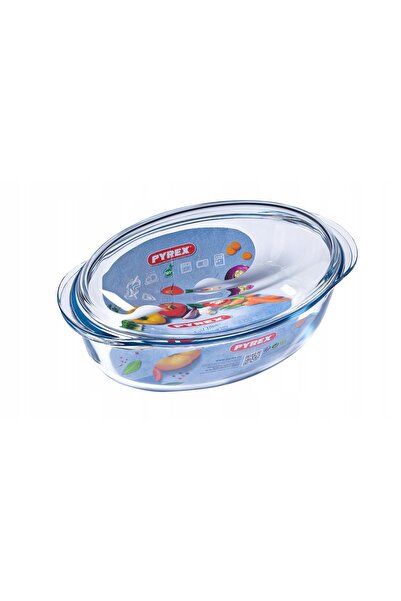 NO BRAND Vas oval Pyrex cu capac pentru cuptor 4l