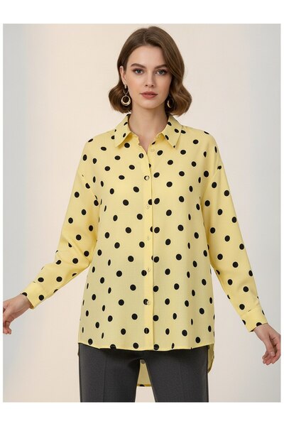 TrendButikBurada Women's Polka Dot Oversize Shirt