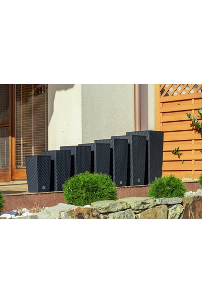 Deco4Home SET 3x JARDINIERE DE BALCON DIN RATAN, ANTRACIT, CU INSERT
