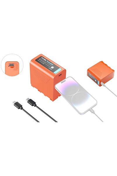 SmallRig 4972 NP-F970 USB-C 10500mAh ORANGE baterie reîncărcabilă + CABLU